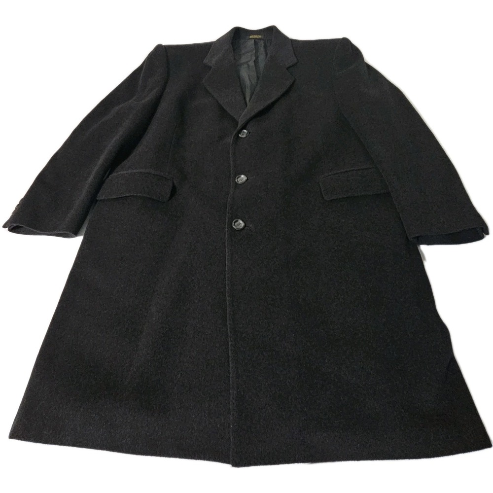 di Silver ITALY 50 Men's Cashmere Coat Topcoat Black Trench 41L